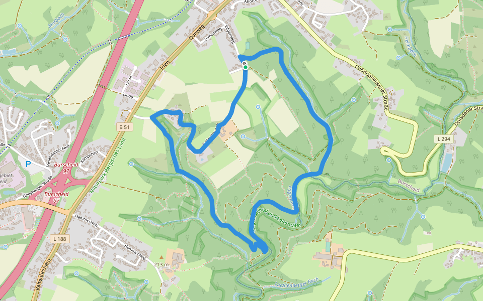 Bellinghausen Rundweg A3 walking route map in Burscheid