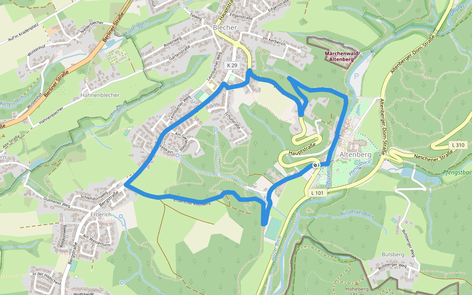 Altenberg Rundweg A2 walking route map in Odenthal