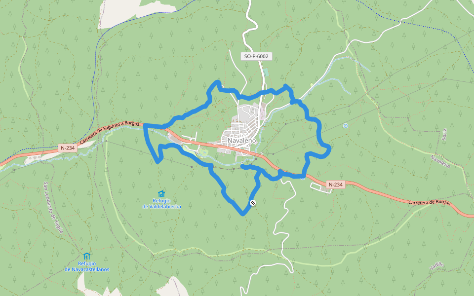 PRC-SO 104 Ruta Anillo Verde walking route map in Navaleno