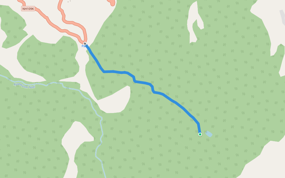 Thamri Kund walking route map in Munsyari