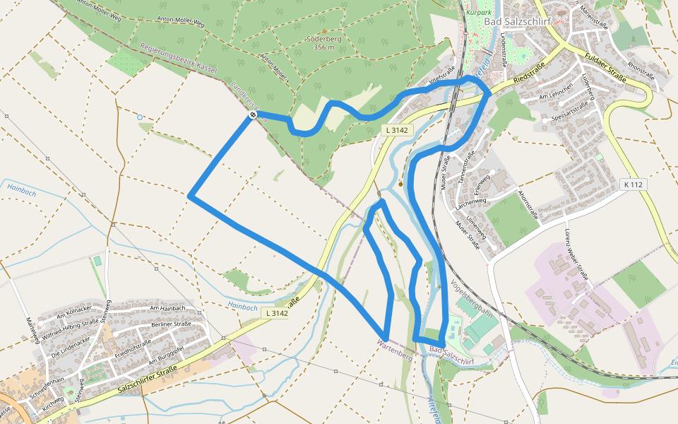 unkown - black \infty on white walking route map in Wartenberg