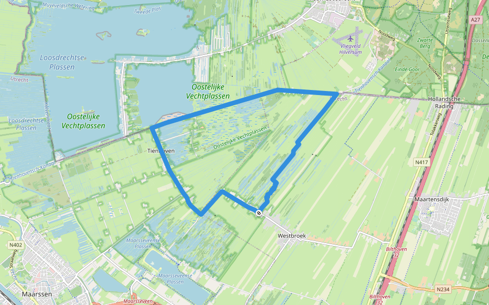 Westbroekroute walking route map in Westbroek