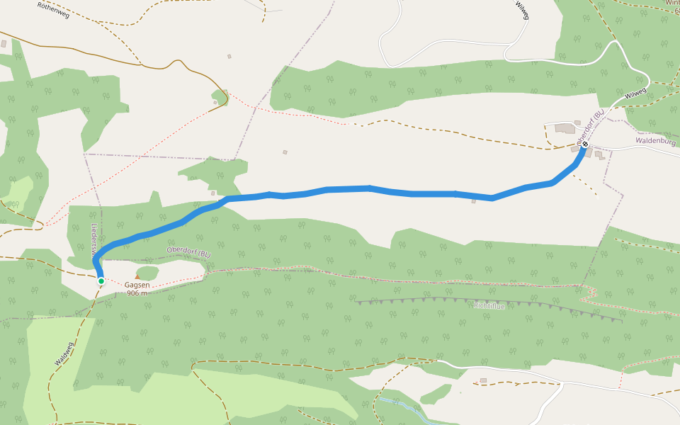 Gagsen - Wil walking route map in Liedertswil