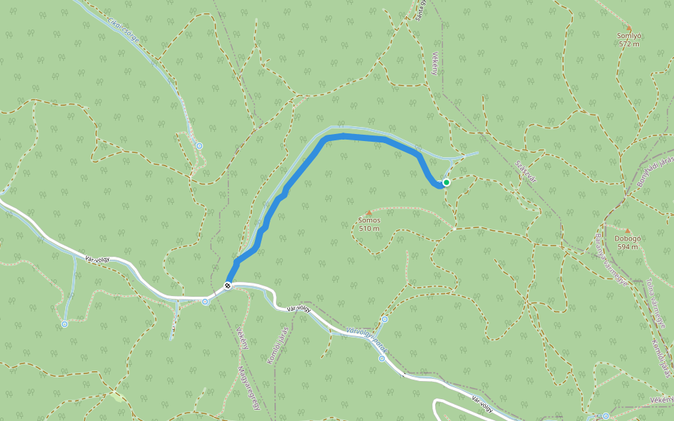 P+ (Várvölgy, Iharos-kút – Németdöglés – Somosi-kút) walking route map in Vékény