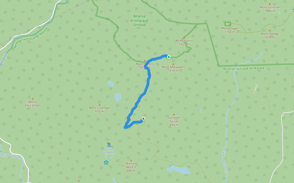 SIA, 5-Réserve faunique de Matane, route alternative walking route map in Causapscal
