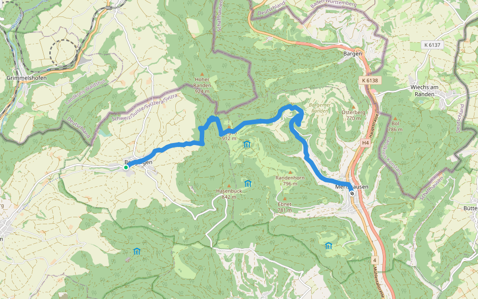 Randen Weg walking route map in Beggingen