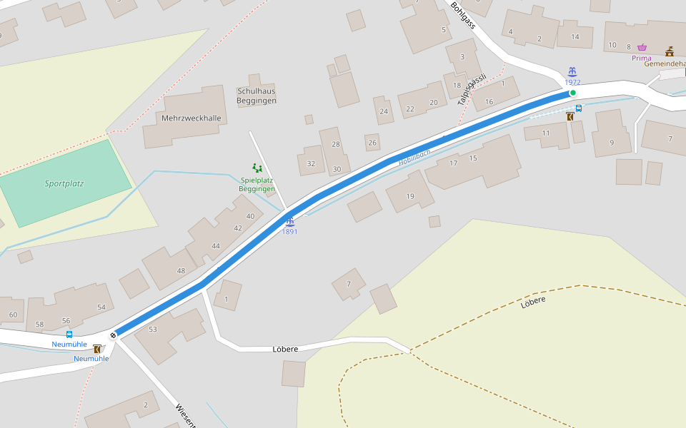 Beggingen Bus - Seebi? / Strickhof? - fixme walking route map in Beggingen