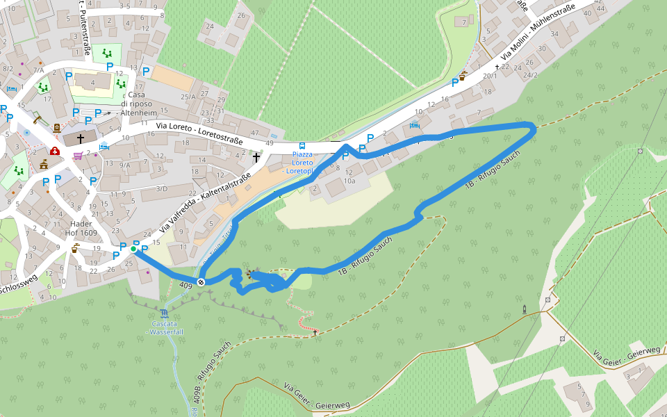 Passeggiata delle Sorgenti - Quellenpromenade walking route map in Salorno