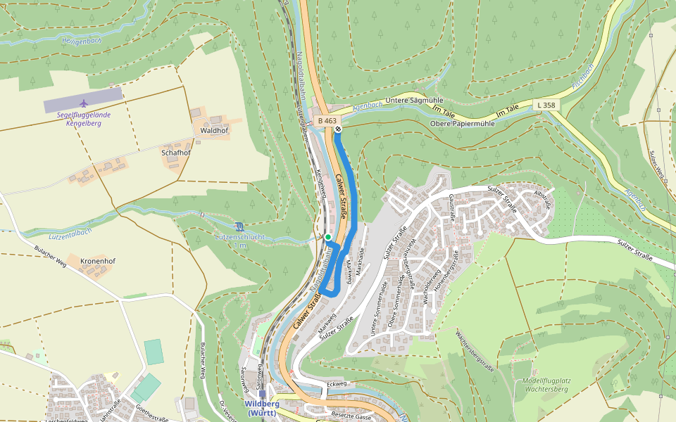 Untere Papiermühle - Gutleutbrücke walking route map in Wildberg
