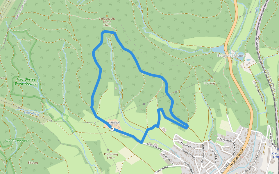Limbach Rundwanderweg A1 walking route map in Kreuztal