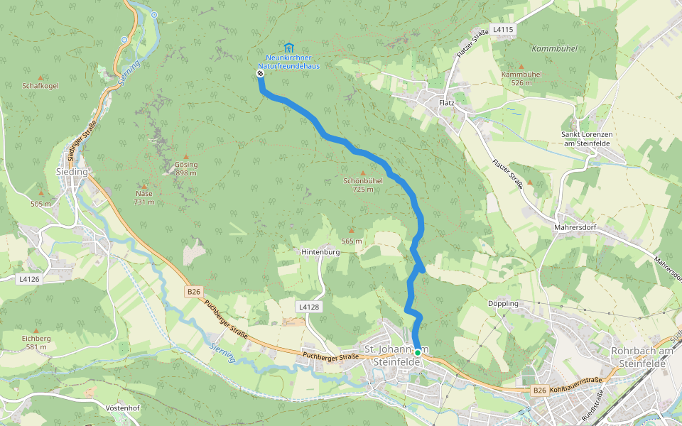 Sankt Johann - Kranzstetten walking route map in Ternitz
