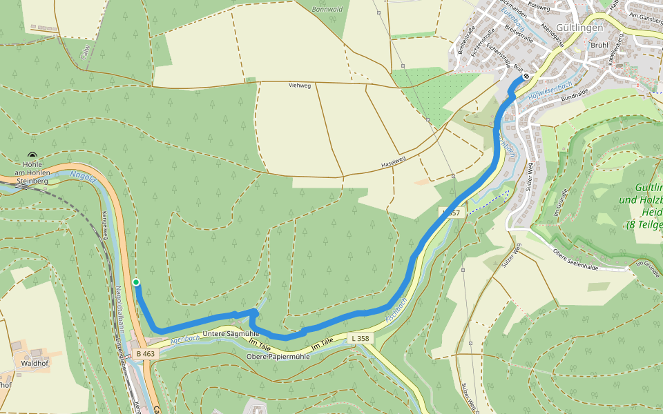 Wildberg Schleifberghang - Gültlingen Unterdorf walking route map in Wildberg
