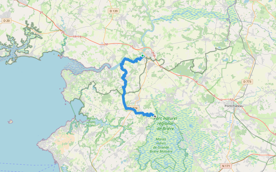 Du Mont-Saint-Michel à La Grande Brière - partie 9 walking route map in La Roche-Bernard