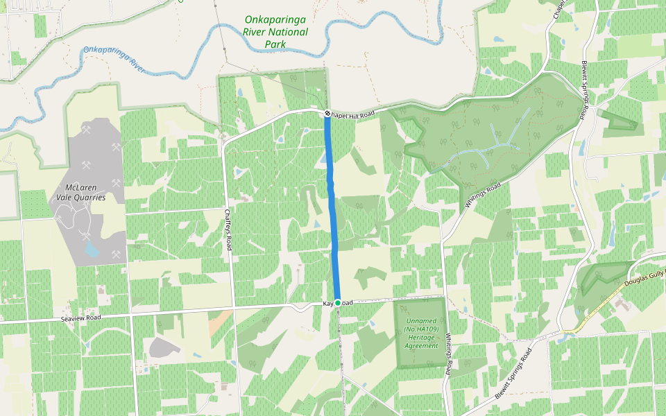Willunga Basin Trail walking route map in Blewitt Springs