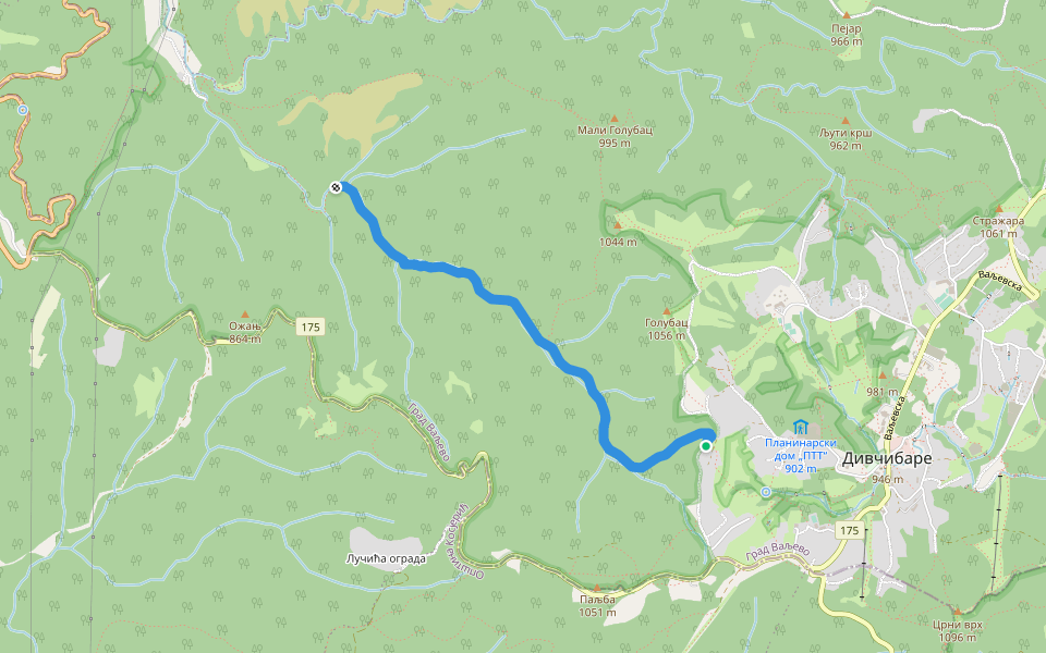 Подбукови walking route map in Дивчибаре