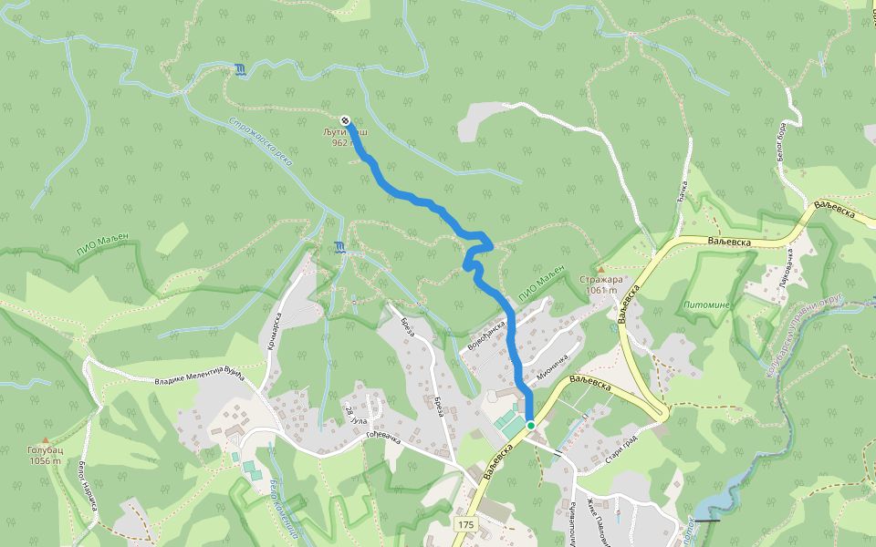 Љути крш walking route map in Дивчибаре
