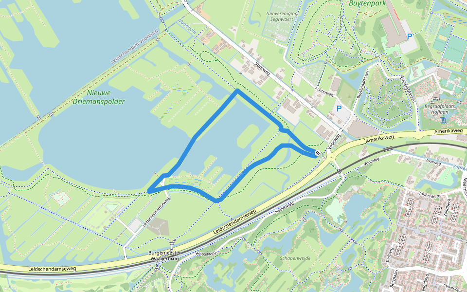 Paarse wandelroute walking route map in Zoetermeer