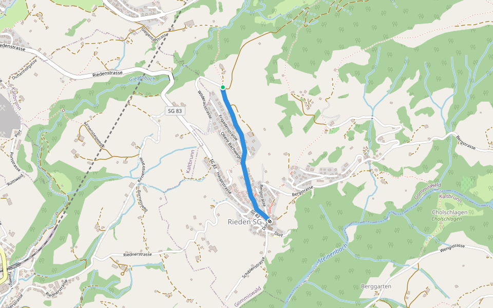 Gnippen-Rieden walking route map in Gommiswald