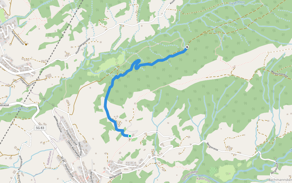 Bergli-Wilderau walking route map in Gommiswald