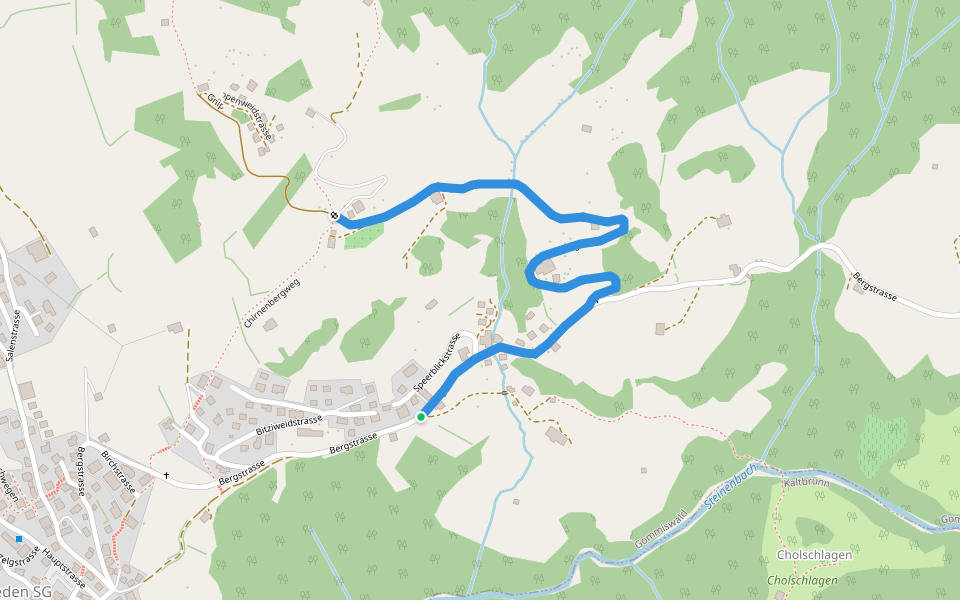 Zinggenberg-Bergli walking route map in Gommiswald