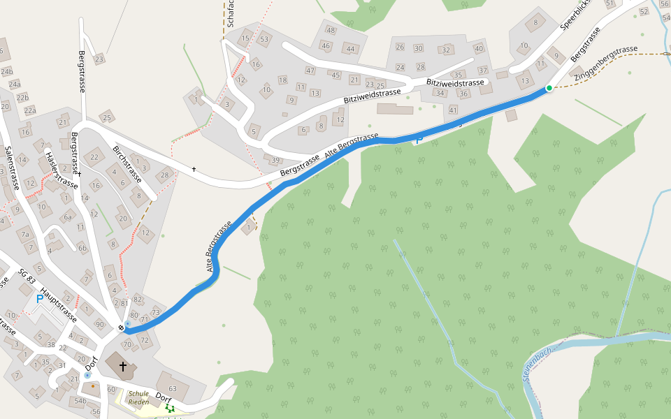 Zinggenberg-Rieden walking route map in Gommiswald