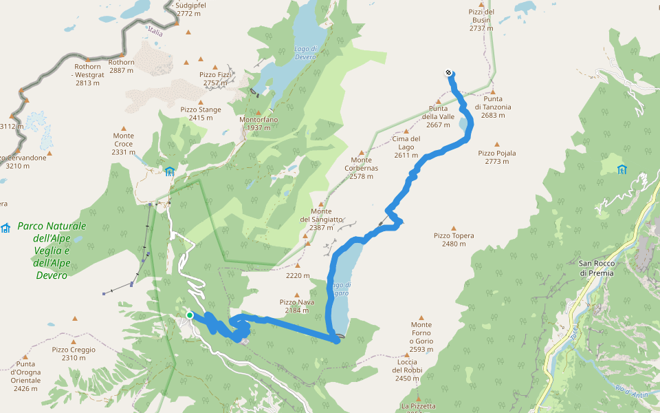 H08 - Goglio - Passo di Pojala walking route map in Goglio
