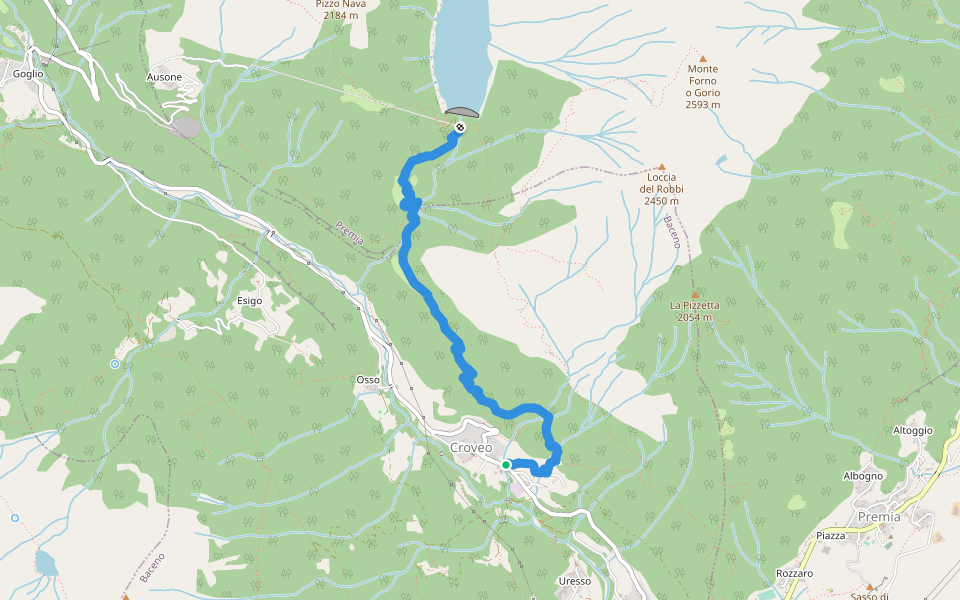 H06 - Croveo - Diga di Agaro walking route map in Croveo