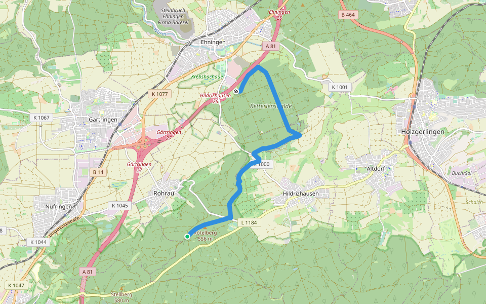 alte Wegführung HW 5 - Schwarzwald-Schwäbische Alb-Allgäu-Weg walking route map in Gärtringen
