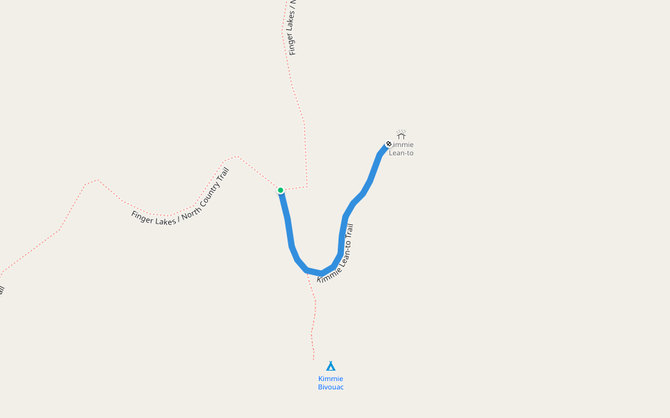 Kimmie Lean-to Trail walking route map in Richford