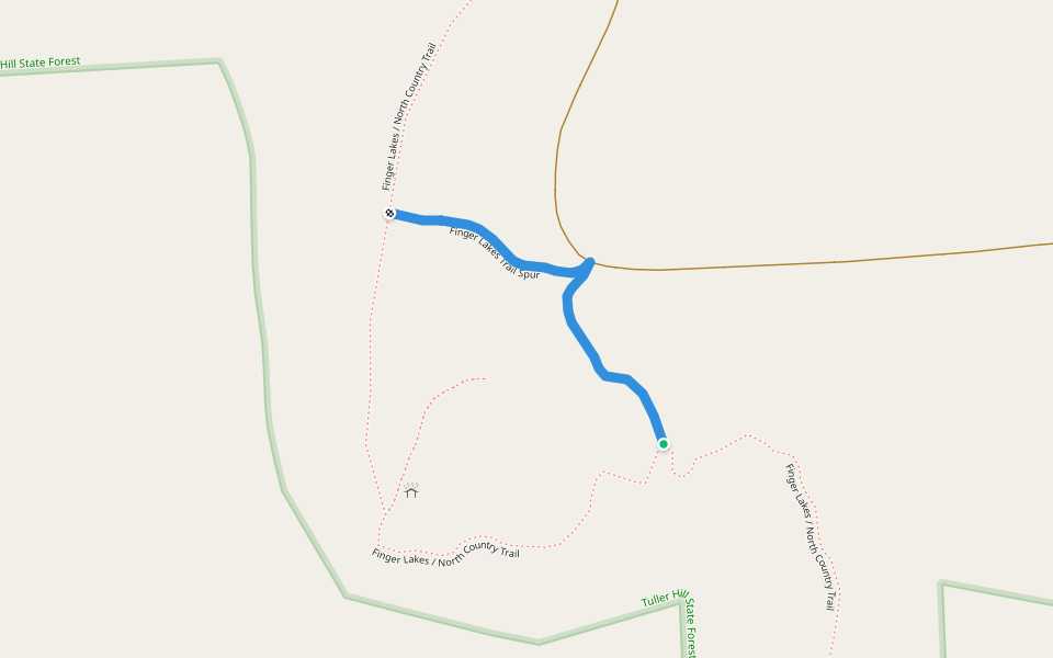 Finger Lakes Trail Spur walking route map in Cortland