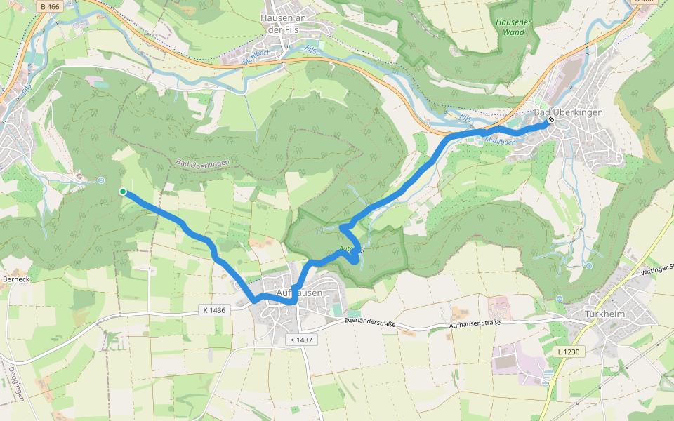 Aufhausen - Autal - Bad Überkingen walking route map in Deggingen
