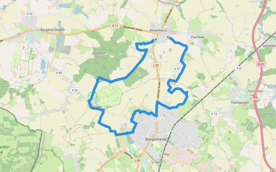 Parks und Gärten rund um Elmenhorst walking route map in Elmenhorst