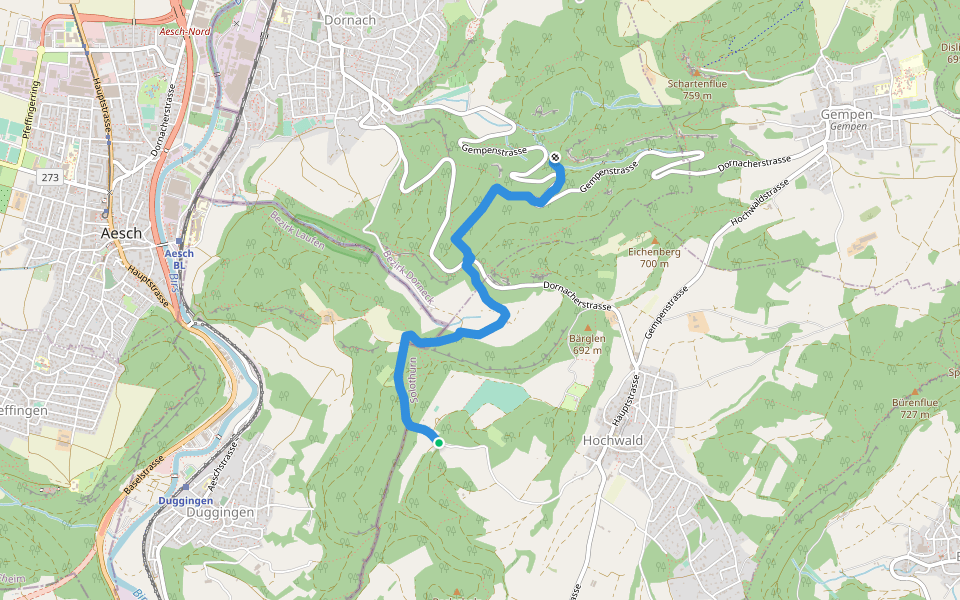 Herrenmatt - Woll walking route map in Hochwald