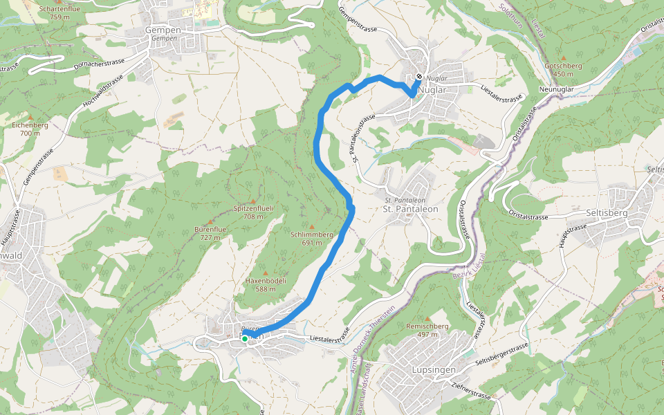 Büren - Nuglar walking route map in Büren