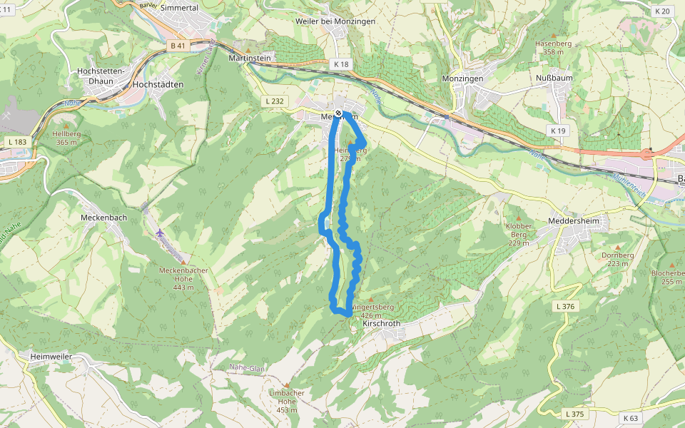 Winchendeller Weiher walking route map in Merxheim