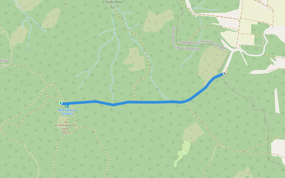 Shlyah Ploteni walking route map in Tsyhanivtsi
