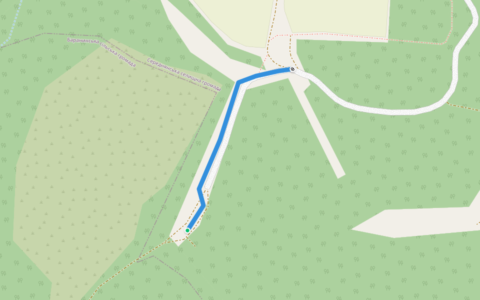 Shlyah Ploteni walking route map in Verkhnya Solotvyna