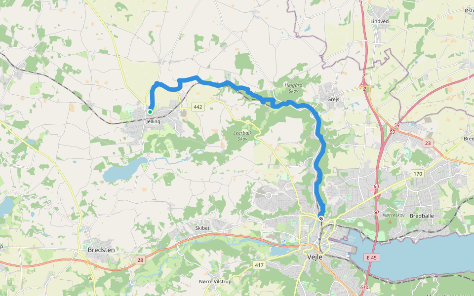 Grejsdalstien walking route map in Jelling