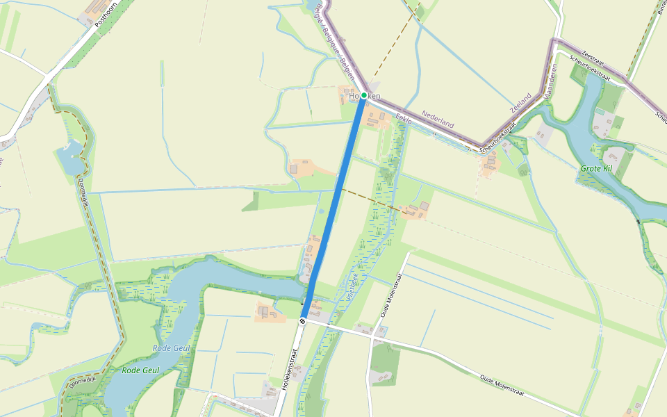 Posthoorn Wandelroute Verkorting walking route map in Assenede