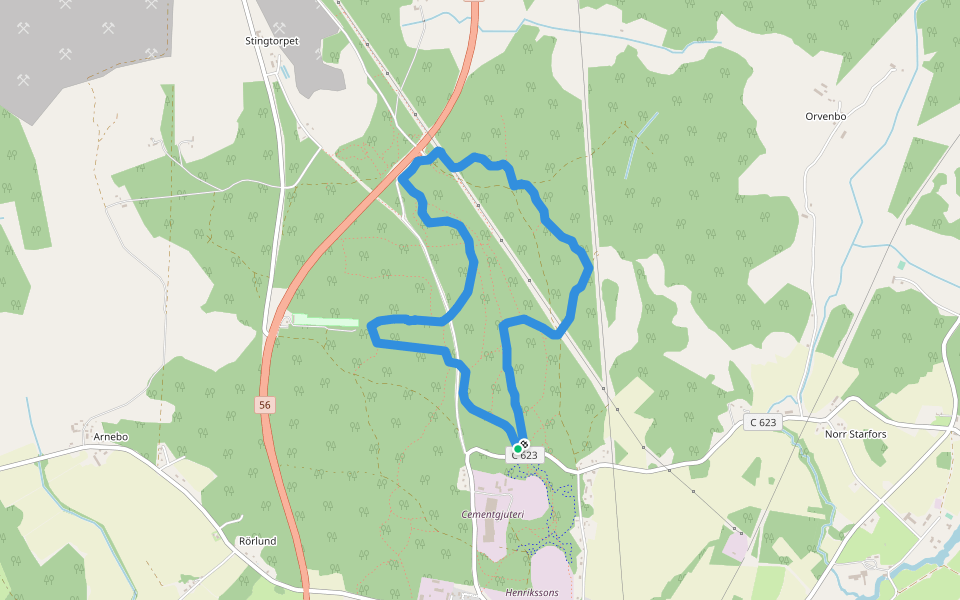 Gul walking route map in Heby