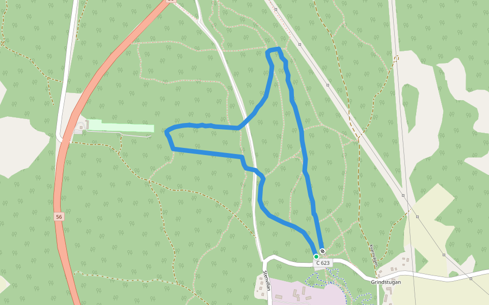 Blå walking route map in Heby