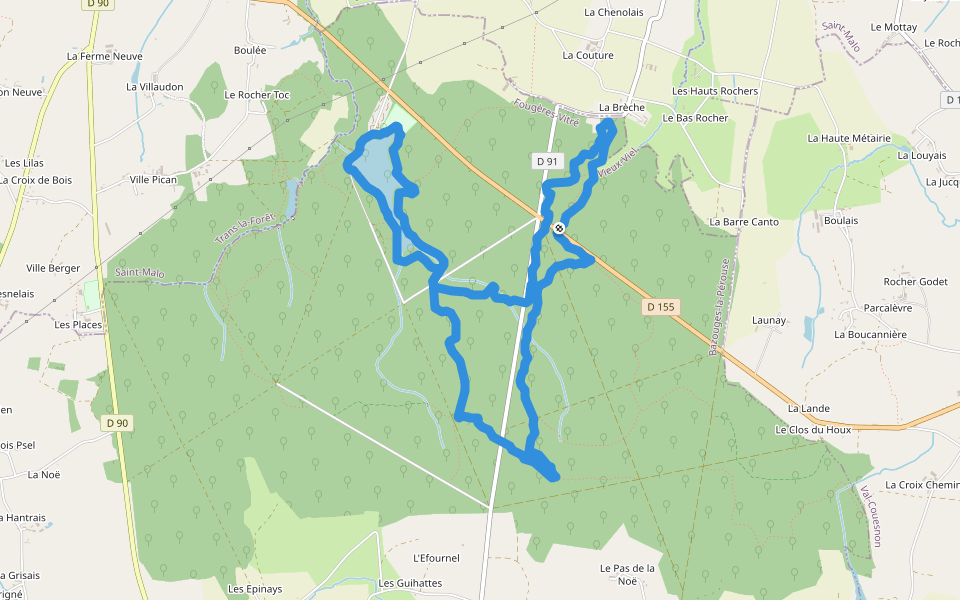 Le sentier des petits monuments walking route map in Bazouges-la-Pérouse