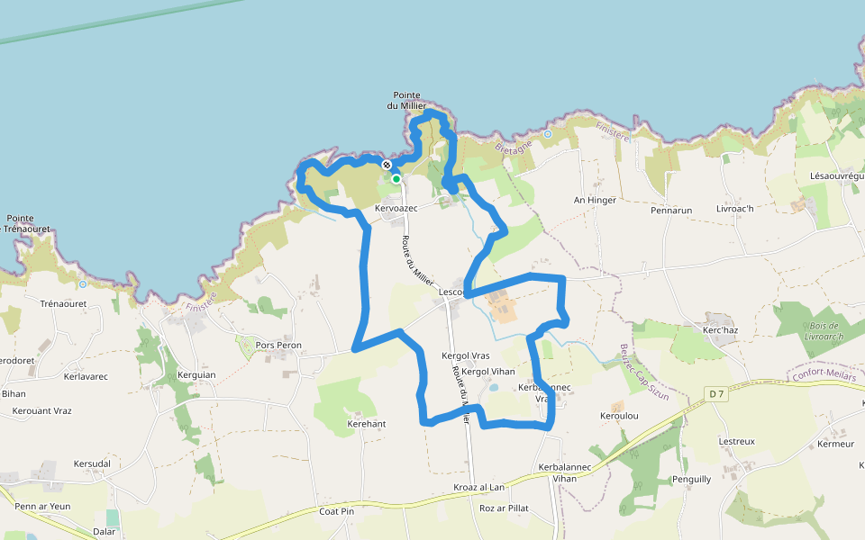 Le circuit des korrigans walking route map in Beuzec-Cap-Sizun