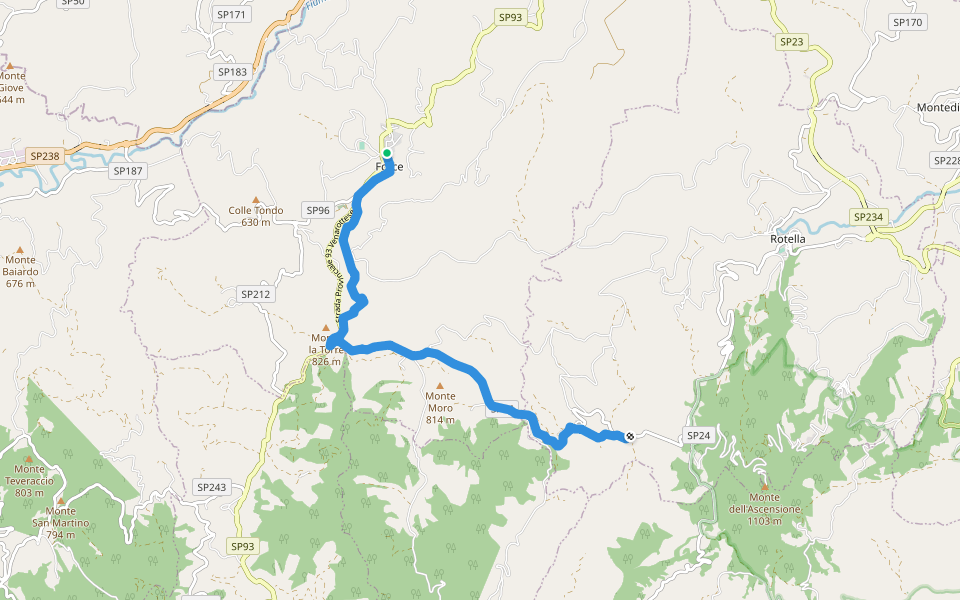 Cammino Terzo Paradiso Force (CTP AA02) walking route map in Force
