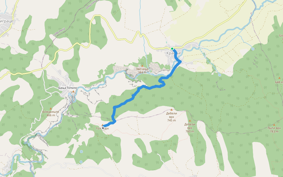 Кравље - Голи врх walking route map in Кравље