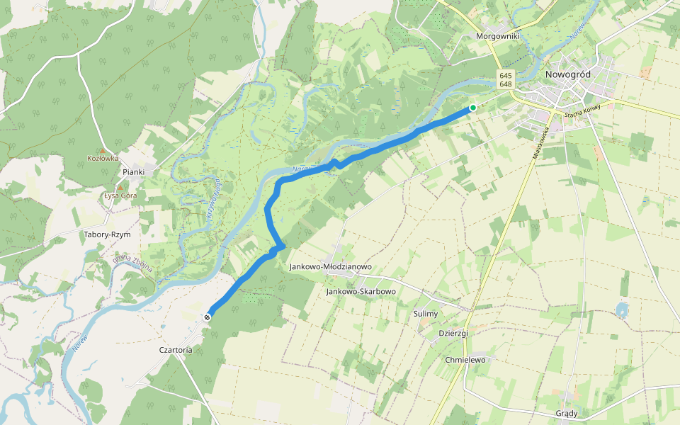 zielony walking route map in Nowogród