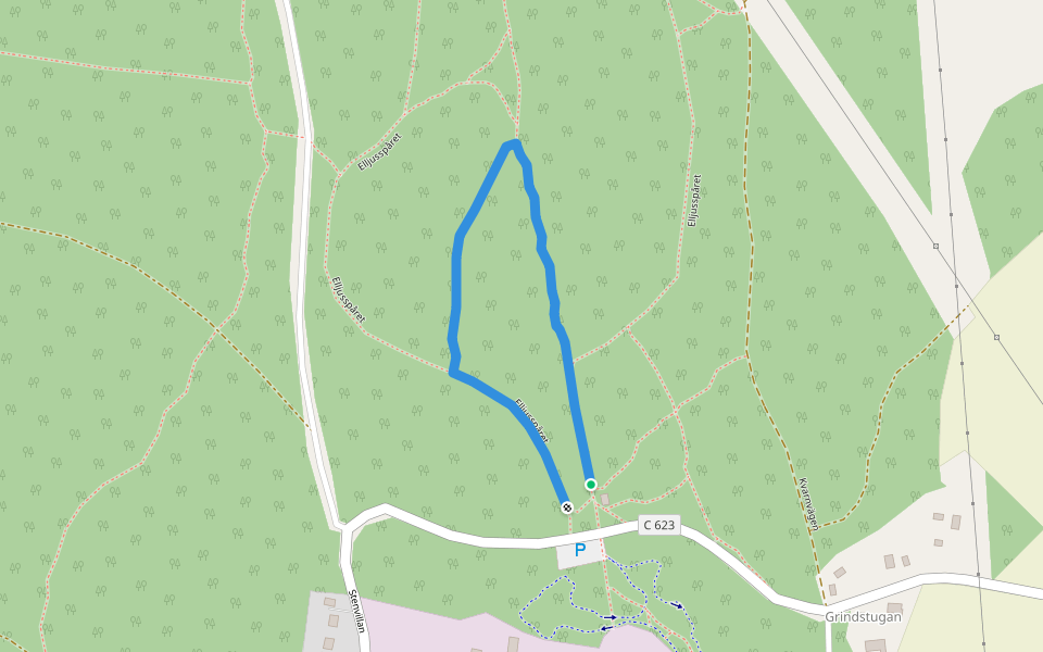 Orange walking route map in Heby