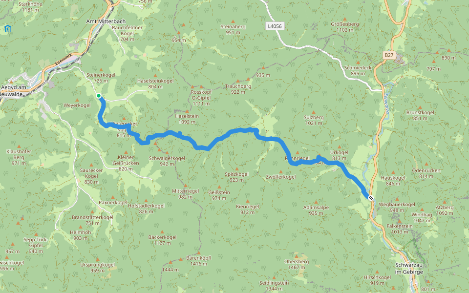 Kuntner-Weg walking route map in Mitterbach
