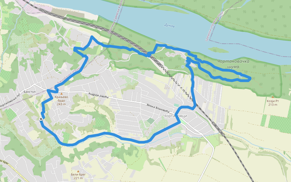 Чортановачка магија walking route map in Чортановци