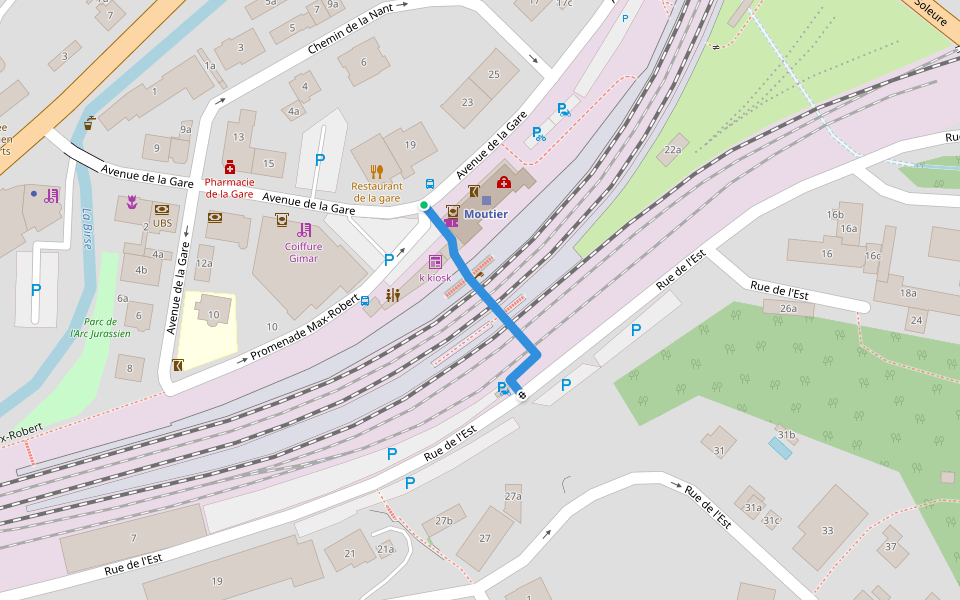 Moutiers - Moutiers walking route map in Moutier